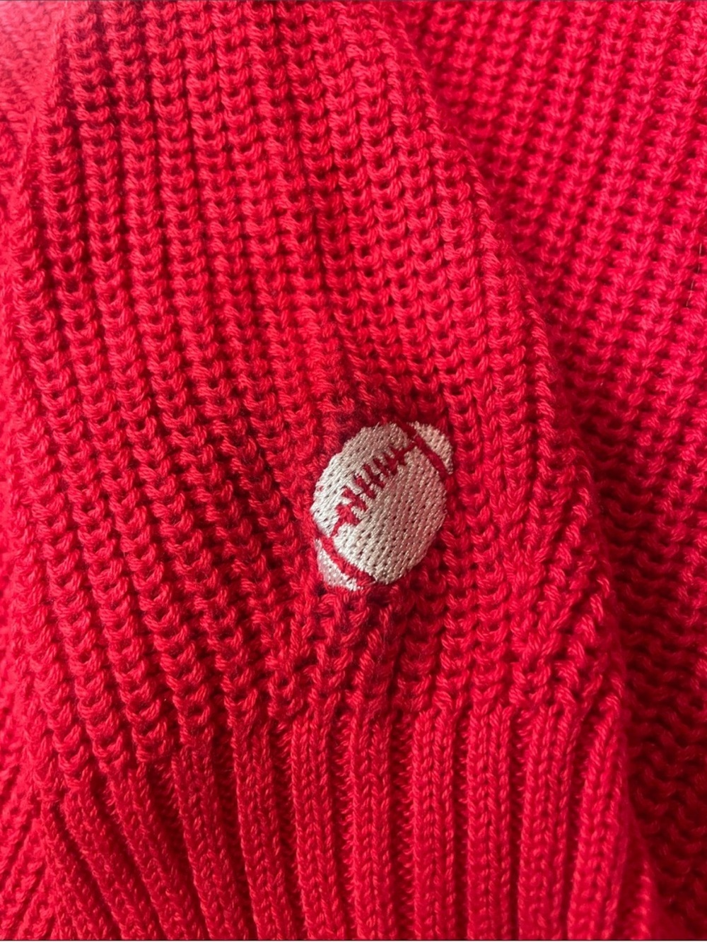 Game Day Collegiate Dorm Ready Chunky Knit Red Button Down Sweater Var Sizes NWT - Picture 4 of 5